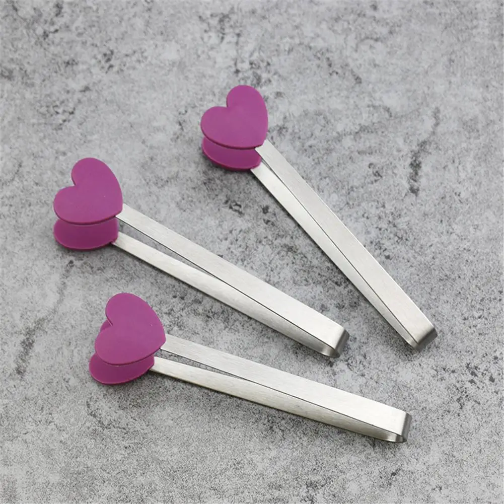 

1pc Stainless Steel Heat Resistant Kitchen Tong Small Non-Slip Silicone Bread Tong Ice Tongs Kitchen Tools BBQ Tools Accessories
