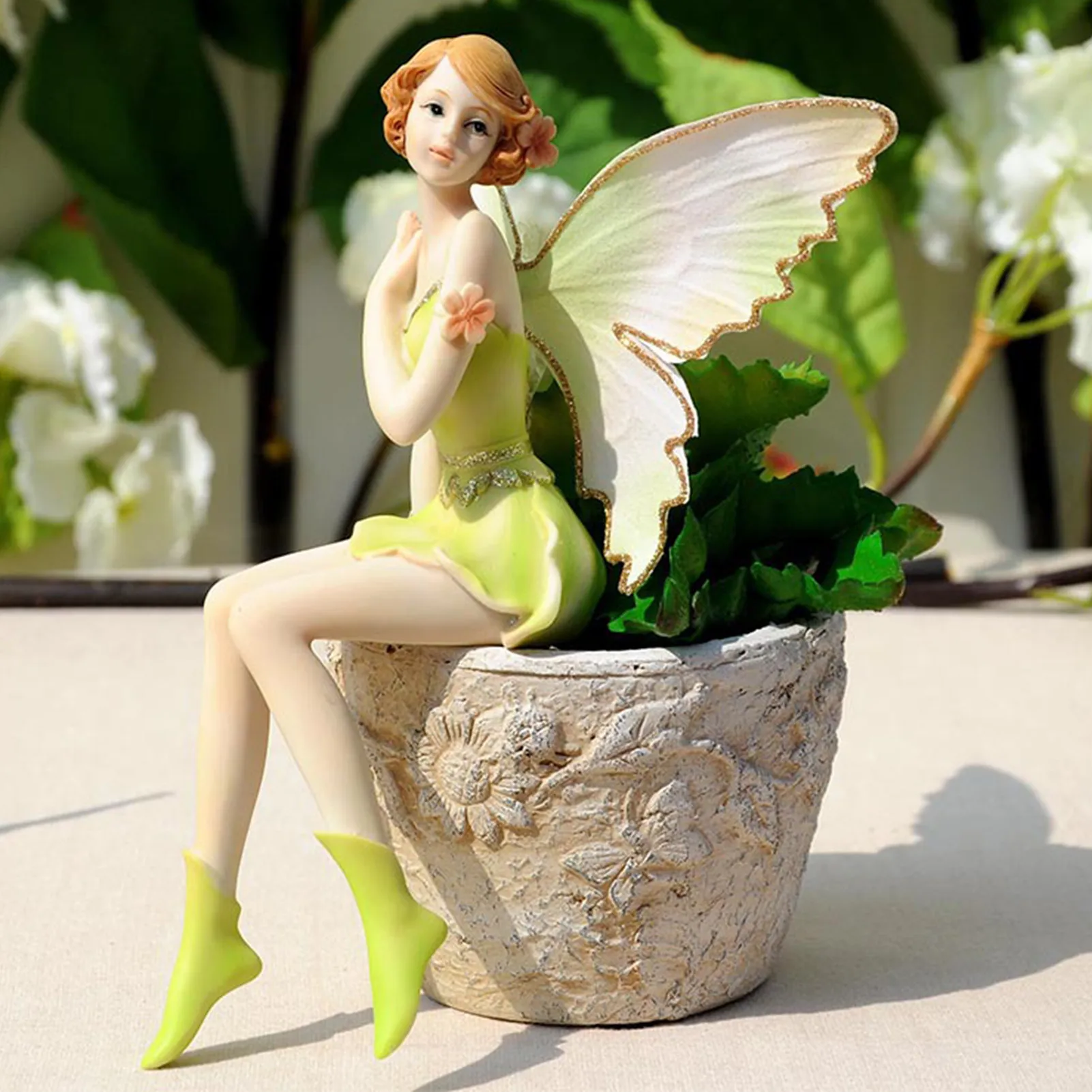 

Flower Fairy Angel Figurines Home Ornament Fairy Garden Miniatures Resin Beautiful Girl Figurines Wedding Gifts For Garden Decor