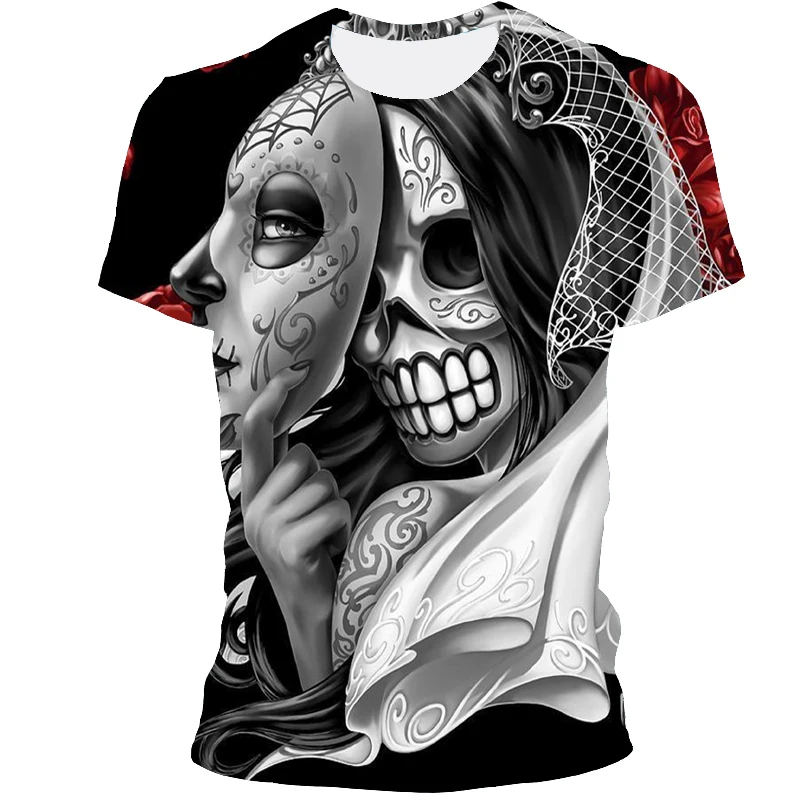 

2012 Skull Pattern Summer Men's T-Shirt Fashion Street Cool 3d Printed Harajuku Style Short Sleeve Top Dress