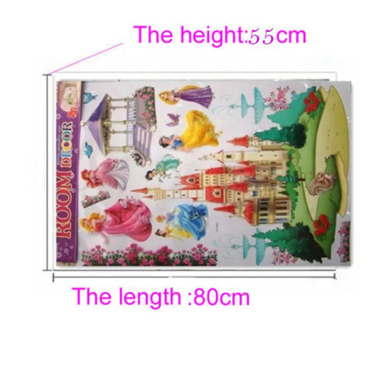 Removable Kids' Bedroom 3D Princesses Castle Wall Stickers Mural Art Decal Decor | Дом и сад