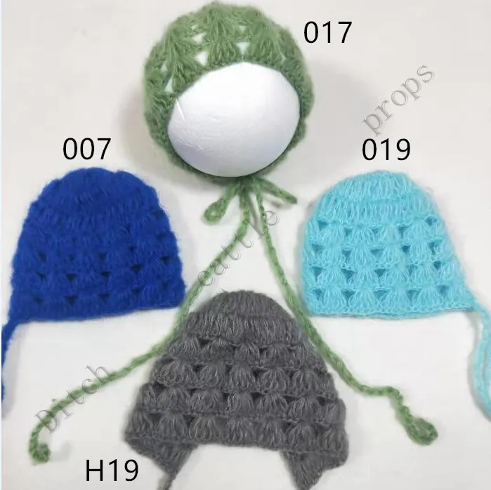 Gorro de Mohair tejido a mano para beb&eacute;, accesorios de fotograf&iacute;a para beb&eacute; Accesorio de fotograf&iacute;a-3