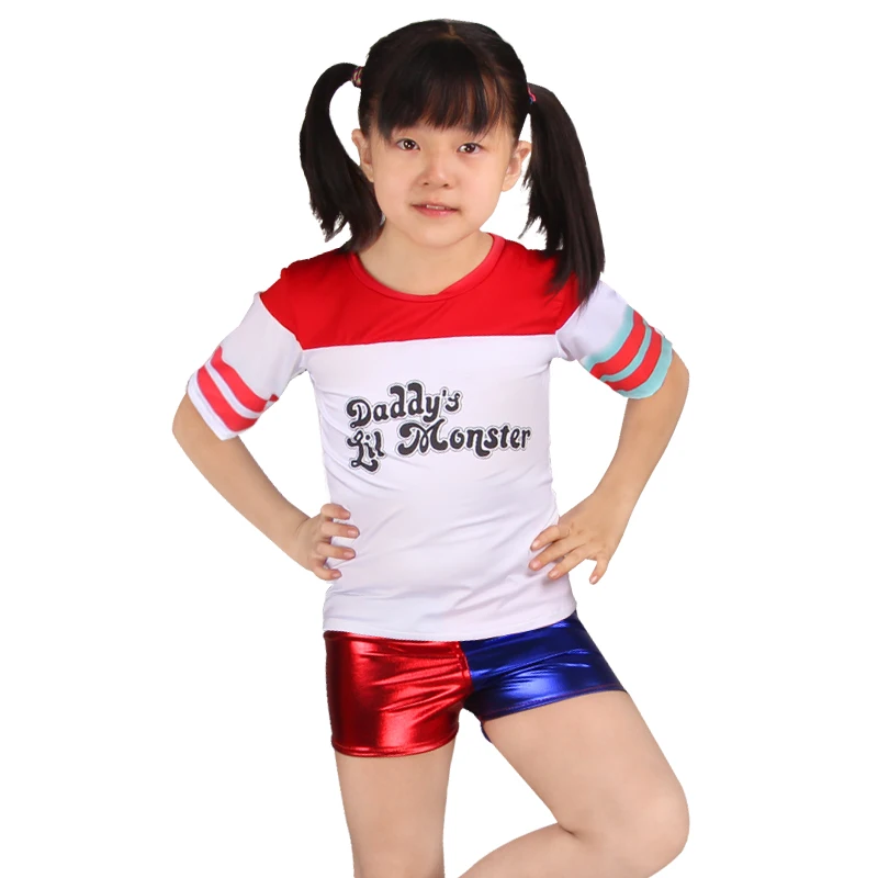 Косплей Костюм Харли Куинн девушка парик рубашка летучая мышь дети взрослый