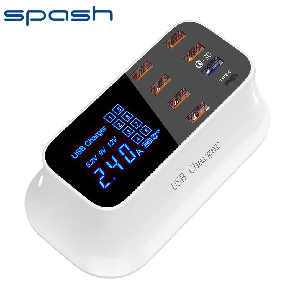 

SPASH быстрое зарядное устройство 3,0 USB быстрая зарядка Универсальный мобильный телефон 8 портов 18 Вт мульти зарядная станция Док-станция для в...