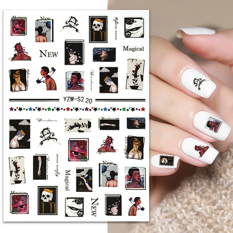 

1 лист наклеек для ногтей комикс Маникюр лицо дизайн ногтей