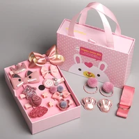 kids hair accessories girl baby card 18 piece portable box cute princess hairpin gift box set girl birthday christmas gift