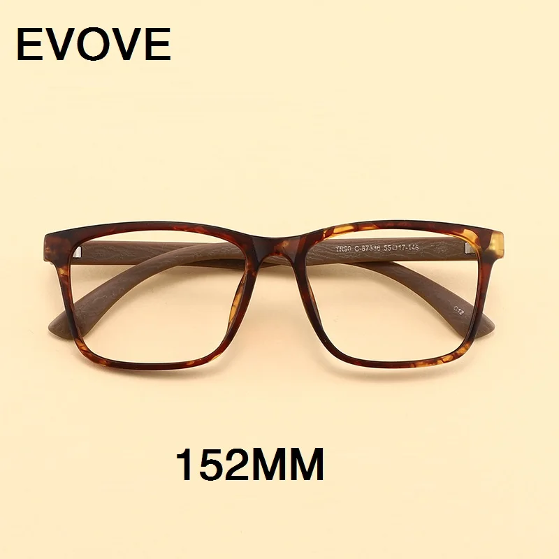 Evove Oversized Eyeglasses Frames Male Women Fake Wooden Grain Glasses Men Large Spectacles for Reading Optical Prescription