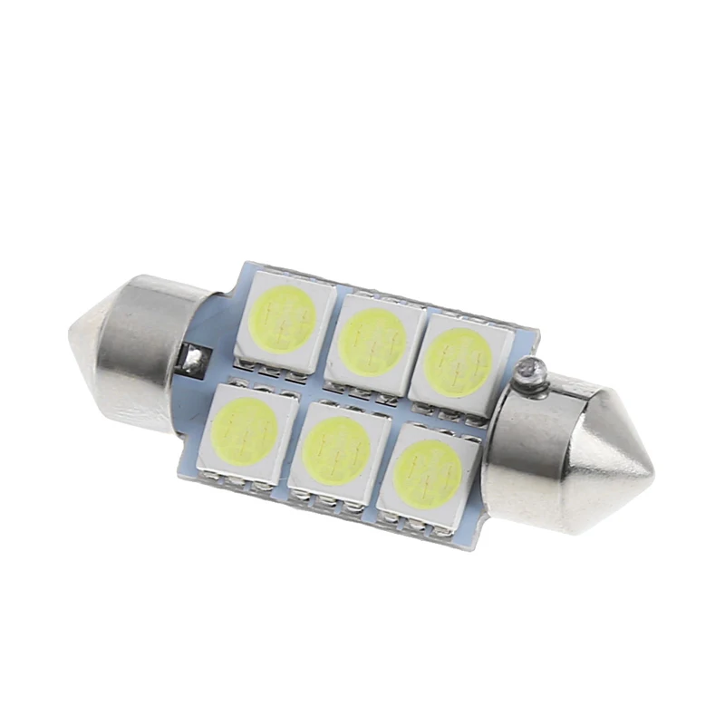 Белый 36 мм 6 светодиодный 5050 SMD Автомобильная гирлянда для салона купольный