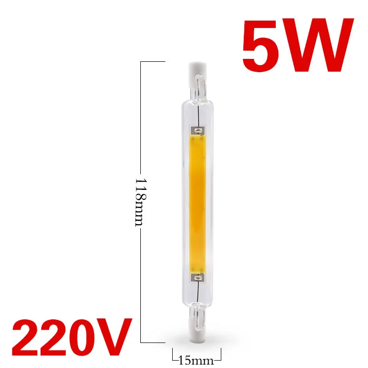 R7S 118 5W EnwYe COB R7S Светодиодный лампа стеклянная трубка сменная галогеновой лампы прожектор 3 Вт 5 Вт 8 Вт 10 Вт R7S 78 R7S 118 переменного тока 220V 240V - Испускаемый цвет: R7S 118 5W