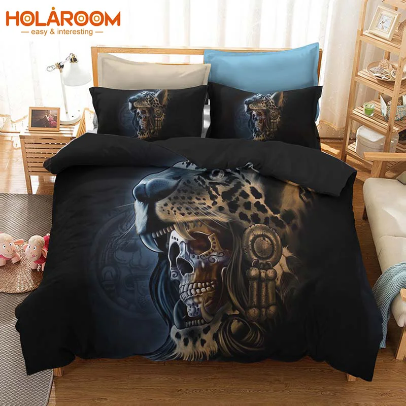 Комплект постельного белья с изображением черепа на Хэллоуин пододеяльник