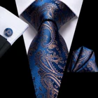 Привет-галстук золотой темно-синий Пейсли Шелковый Свадебный галстук для мужчин Handky запонки модный дизайн мужские никель бизнес вечерние Прямая поставка