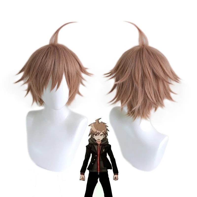 Аниме Danganronpa Naegi Makoto короткий парик косплей костюм Dangan Ronpa термостойкие