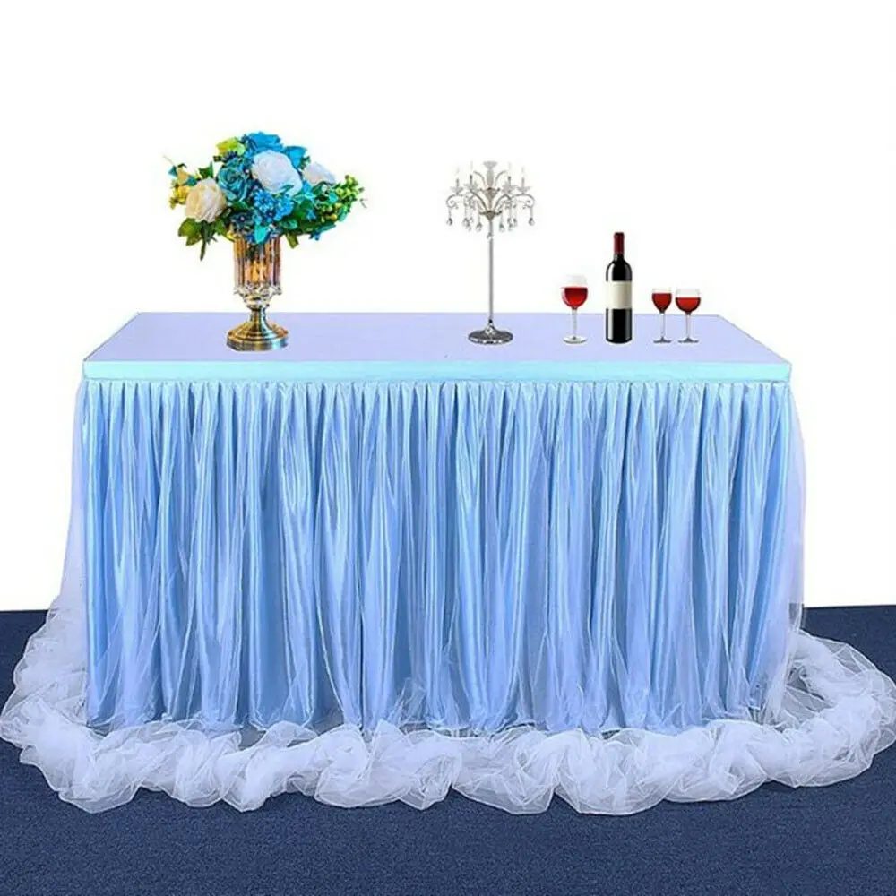 

6ft Wedding Tulle Tutu Table Skirt Party Birthday Festive Baby Shower Christmas Day Occasion Decoration