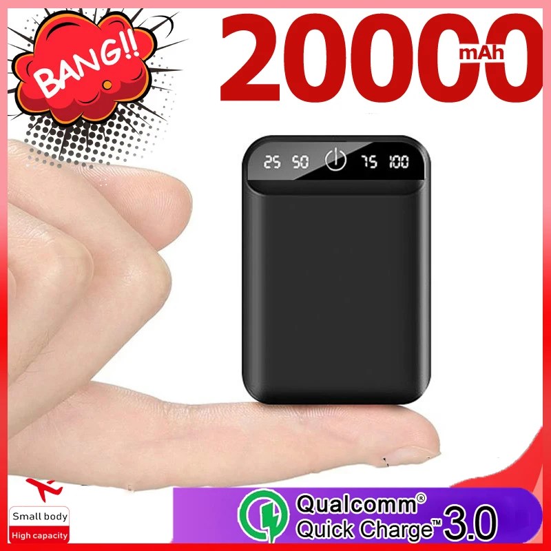 Мини мобильное зарядное устройство 20000 мАч двойной USB дорожный внешний