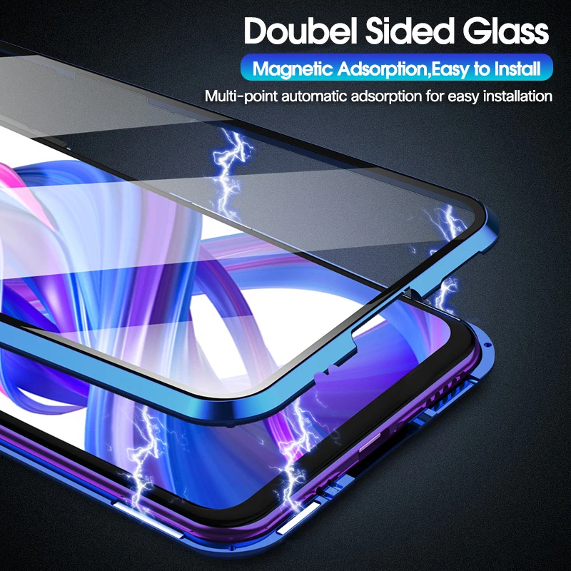 Двусторонняя магнитная защита 360 для huawei Honor 8X Max 9X Pro закаленное переднее стекло 10