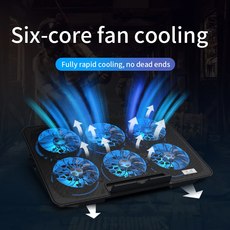 cooling base laptop cooling pad gaming laptop stand cooler six fan two usb port 2400rpm adjustable notebook stand for laptop free global shipping