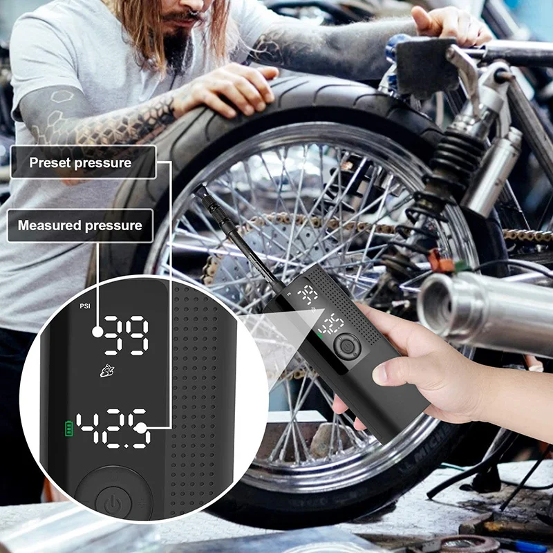 Bomba de aire eléctrica para coche Mini neumático inalámbrico con pantalla LCD inflable portátil 120PSI compresor | Автомобили и