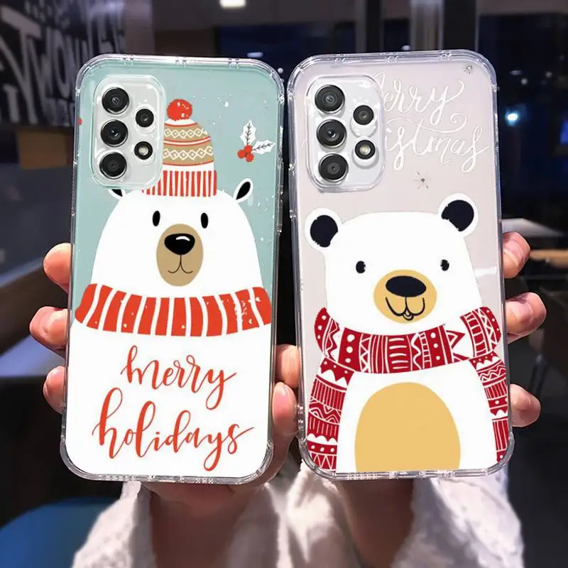 

Christmas Deer Bear Phone Case for Samsung A 51 50 52 12 21s 31 40 70 71 note S 20 10 21 ultra plus fe clear coque shell