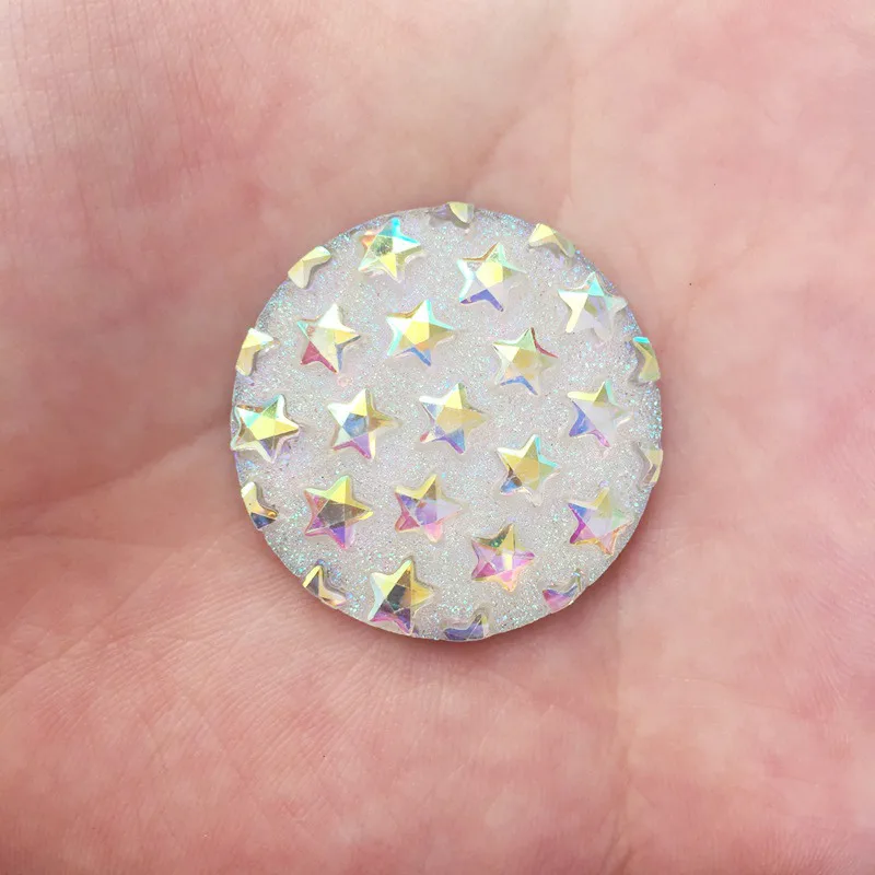 6 шт. AB Смола 30 мм круглая блестящая руда звезда драгоценный камень плоская задняя