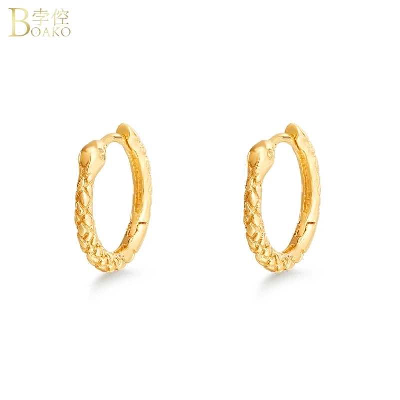 

Boako 100% S925 Sterling Silver Snake Hoop Earrings Loops Punk Circle Round Huggies Earring For Women Gifts Jewelry bijoux femme