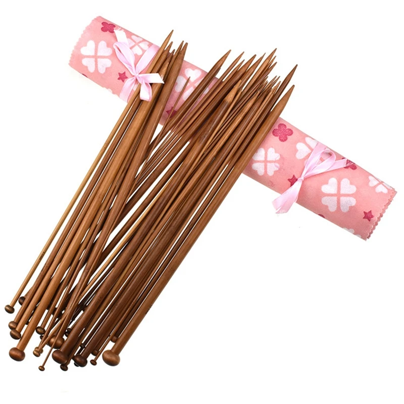 

36Pcs Bamboo Knitting Needles Set 18 Sizes 2.0mm-10.0mm Sweater Knitting Needles Hooks Set Weave Sewing Accessories