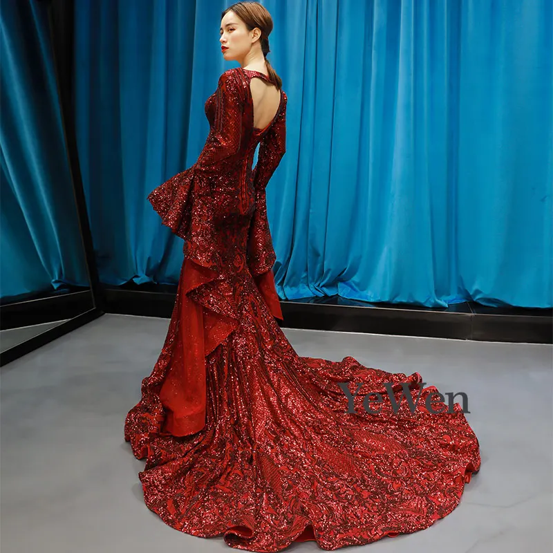 Красное роскошное вечернее платье Vestidos De Fiesta Noche 2020 Сексуальные вечерние платья с