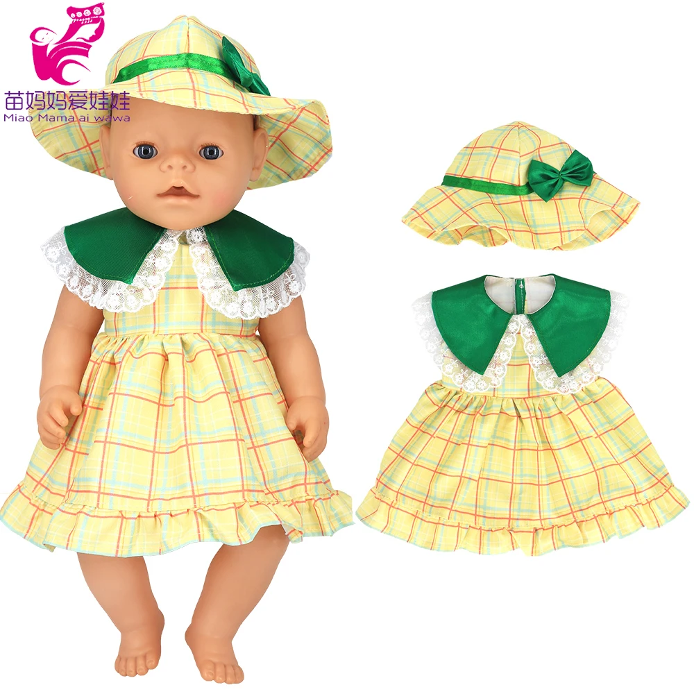 

For 43cm Born Baby Doll Summer Shoulder Strap Dress Headbands Fits 18" Girls Doll Strap Dress for Kids Play Toys
