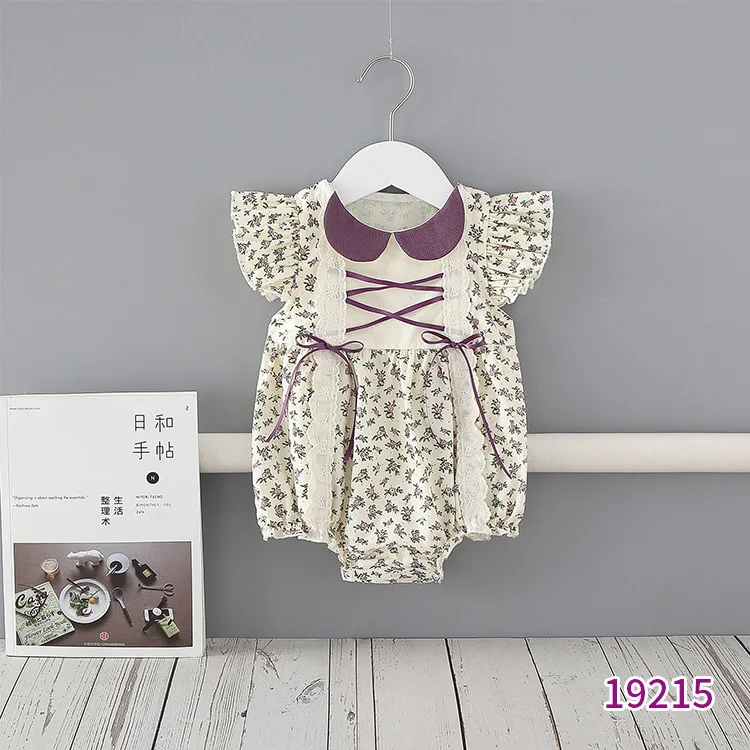 

2021 Infant Summer Jumpsuit Girls Lapel Flying Sleeve Floral Romper Newborn Baby Clothes Baby Girls Clothes