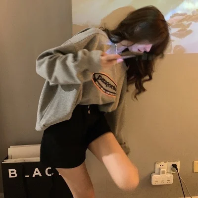 

Gray Sweater Women's Spring and Autumn Thin Loose Round