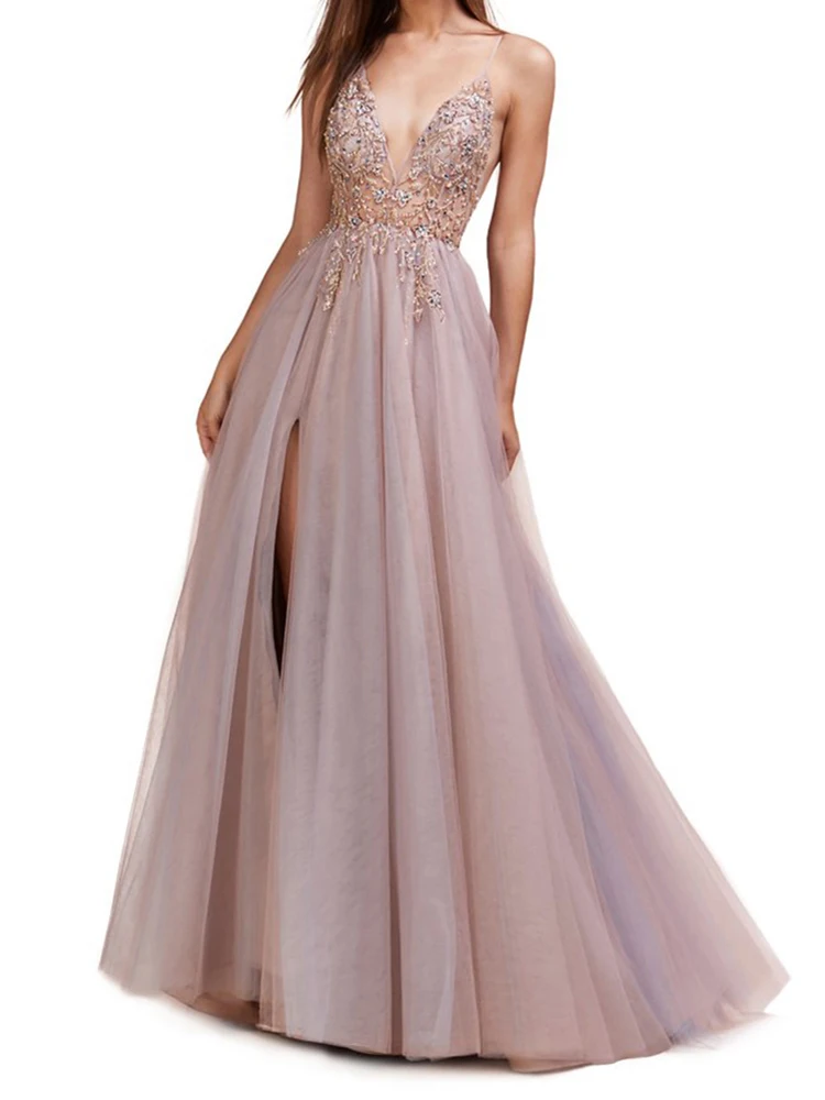 Женское длинное вечернее платье SSYFashion роскошное бальное трапеция из тюля с