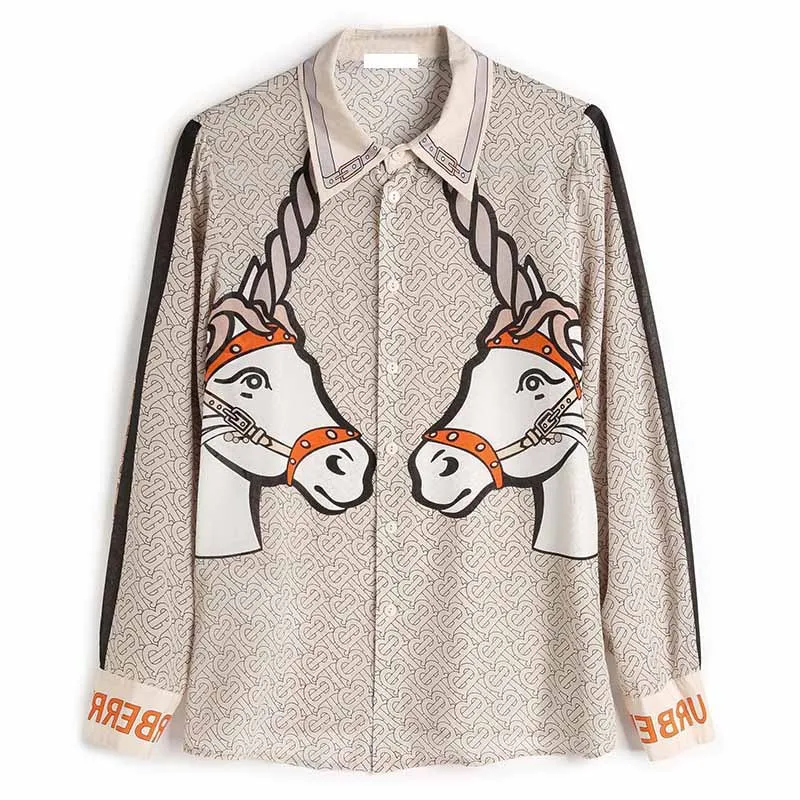 

Early spring 2020 women's new retro style pony Print Shirt