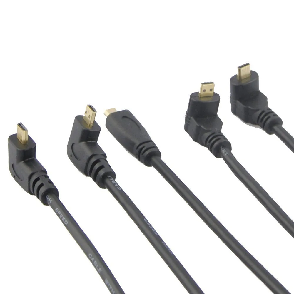HDMI кабель Micro hdmi 90 градусов Прямоугольный штекер к HDMI Женский вверх и вниз и влево HDTV для мобильных телефонов планшеты 1080P 0,15 M