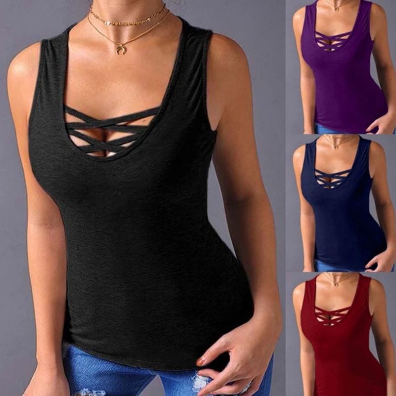 

New Women Fashion Vest Sleeveless Blouse Ladies Solid Color Tank Tops Casual Graphic Tee Female Casual Summer Tops T-Shirts