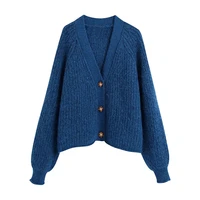 women fashion loose fitting purl knitted cardigan sweater vintage long sleeve button up female outerwear chic tops