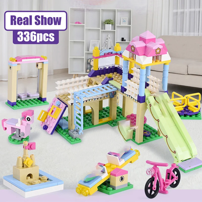 

Friends Series Ice Cream Van Playground Villa Party Building Blocks Friendship House Bricks Toys For Girls Kids Christmas Gifts