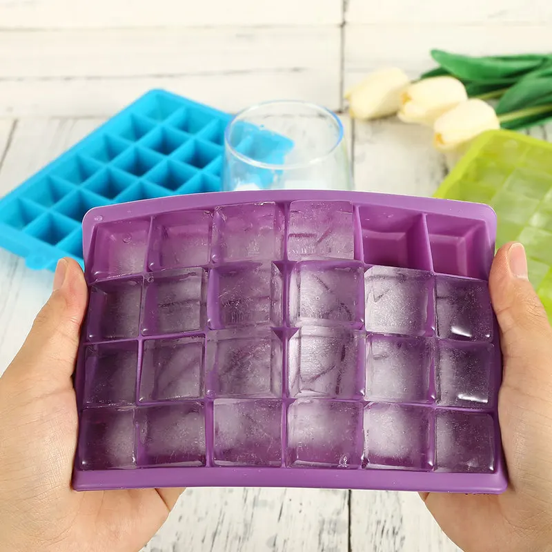 3 цвета 24 Сетки силиконовая форма льда Куб лоток с крышкой для кубика