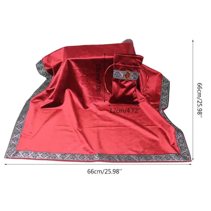 

Tarots Tablecloth with Cards Bag Velvet Altar Tarots Cloth Board Game Card Pad