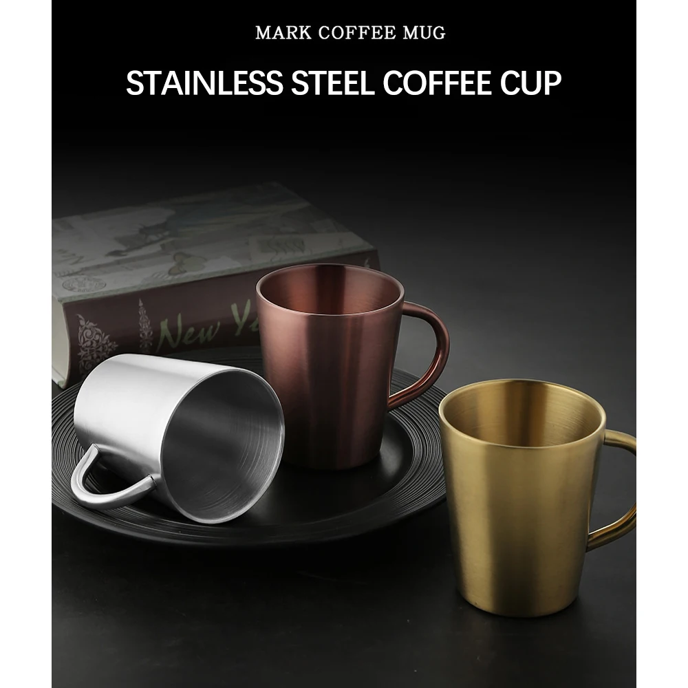 300 мл зеркальная кофейная чашка из нержавеющей стали с защитой от ожогов для чая