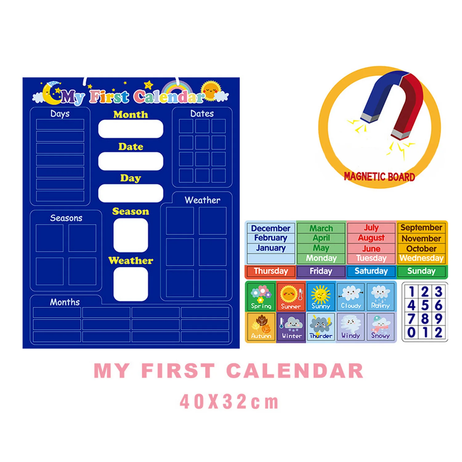 Satkago Детские магнитные календарь время месяц Дата День погоды сезона диаграмма