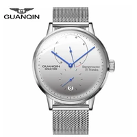 guanqin business fashion style luxury mens watch mechanical automatic sapphire stainless steel waterproof bracelet accessories