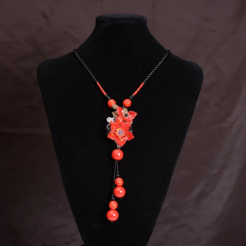 

New High-end Fashion Pendant Sweater Chain Hundred Matching Accessories Retro Simple Glass Flower Pendant Necklace XL005-58
