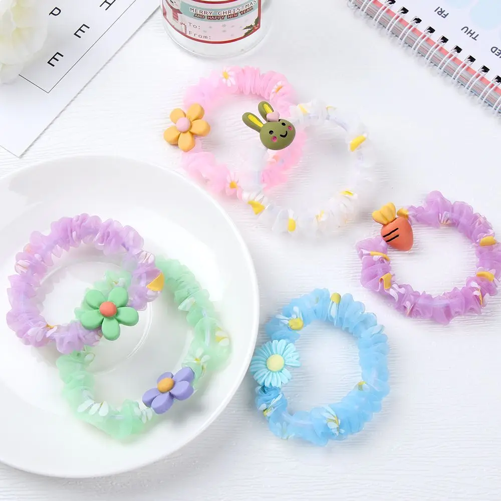 New 5Pcs Children's Hair Tying Rubber Band Cute Girls Large Intestine Head Rope Baby Does Not Hurt Elastic R | Детская одежда и