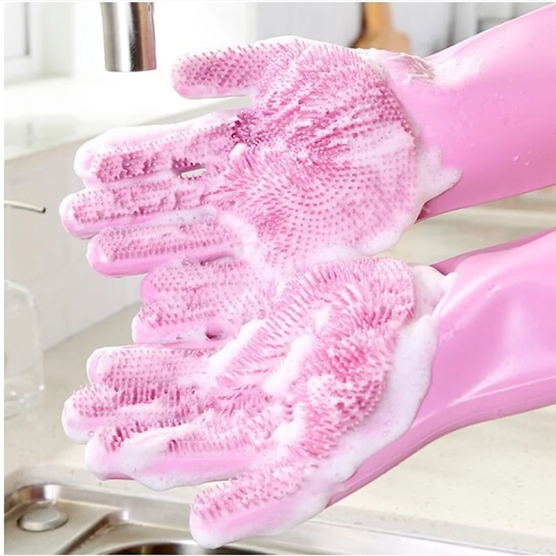 1 пара силиконовые перчатки для уборки Нескользящая прочная волшебные мытья