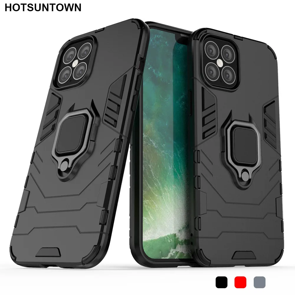 Защитный чехол для ПК с кольцом держателем iPhone 12 11 Pro XS MAX XR X 8 7 6 Plus 5 5S SE 2020 5C задняя