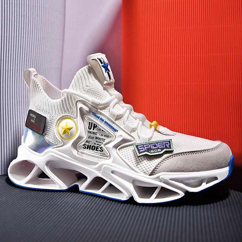

Men Blade Sock Running Shoes High Elastic Casual Sneakers Reflective Trendy Teens Zapatillas Non-Slip Outdoor Jogging Footwear