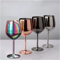 500ml 304 stainless steel single layer goblet red wine glass colorful large capacity drum shaped drop resistant wine glass