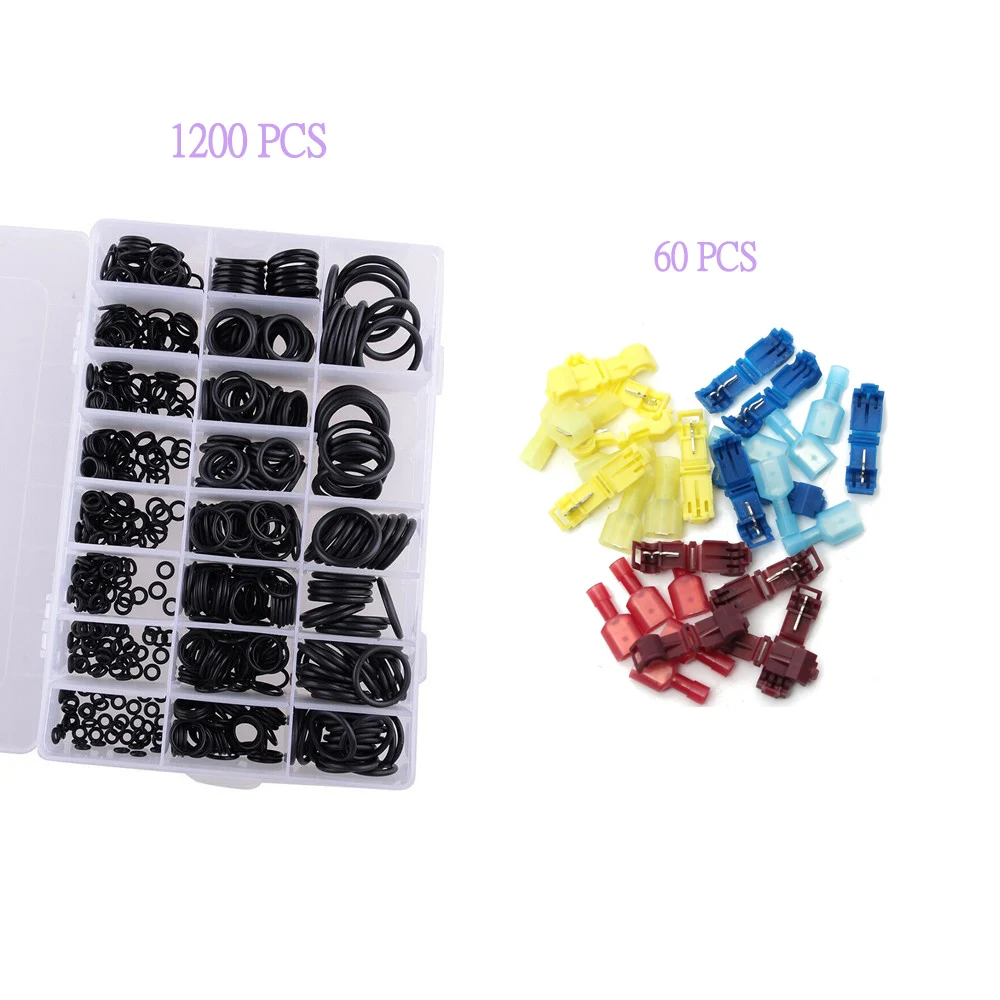 

1200PCS O-ring Set Waterproof Rubber Sealing O Ring Washer,60Pcs T-Tap Quick Splice Wire Connector Insulate Terminal Crimp 220V