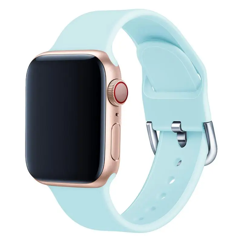 sky blue Спортивный силиконовый ремешок для apple watch 5 4 band 44 мм iwatch band 42 мм correa 38 мм pulseira apple watch 5 4 3 2 Браслет ремешок для часов - Цвет ремешка: sky blue
