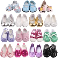 18 inch american doll girls pu dress shoes lace up sneaker newborn baby toys accessories fit 40 43 cm boy dolls gift s31