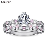 new luxury women ring 925 sterling silver love heart zircon wedding ring set for bridal rhinestone jewelry accessories for party