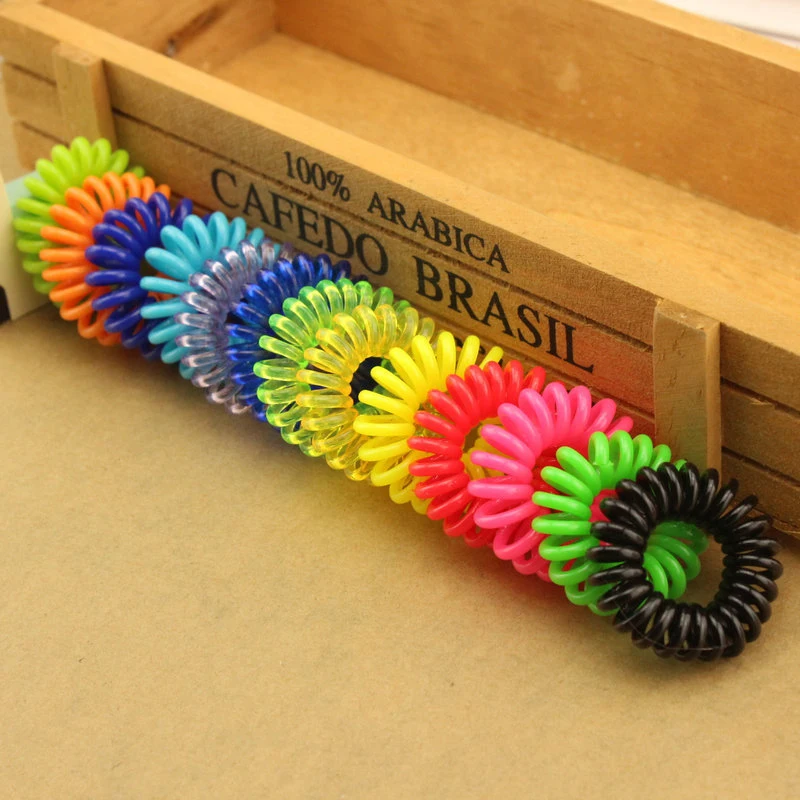 

10PCS Rubber Band Headwear Rope Spiral Shape Elastic Hair Bands Girls Hair Accessories Hair Ties Gum Telephone Wire